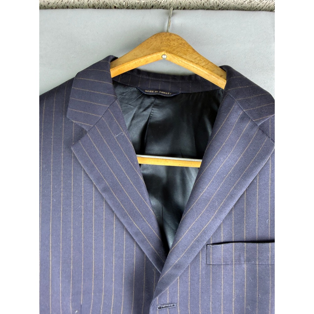 Banana Republic Mens 38R Modern Fit Pinstripe Blazer 100% Wool Navy Blue Jacket - Picture 4 of 12